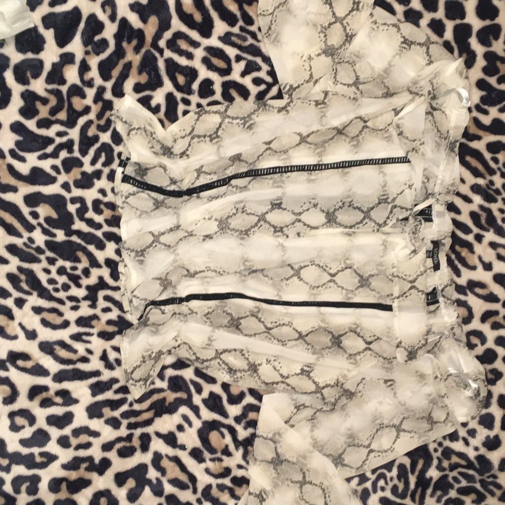 XOXO Sheer Python Print Top - Picture 2 of 4